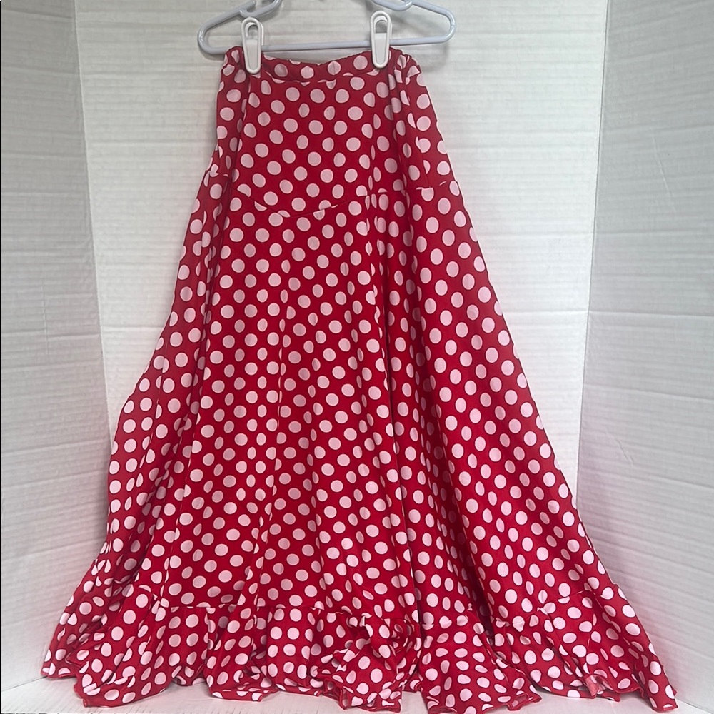 Flamenco Dance Girls Red Polka Dot Skirt Costume Size 12YR